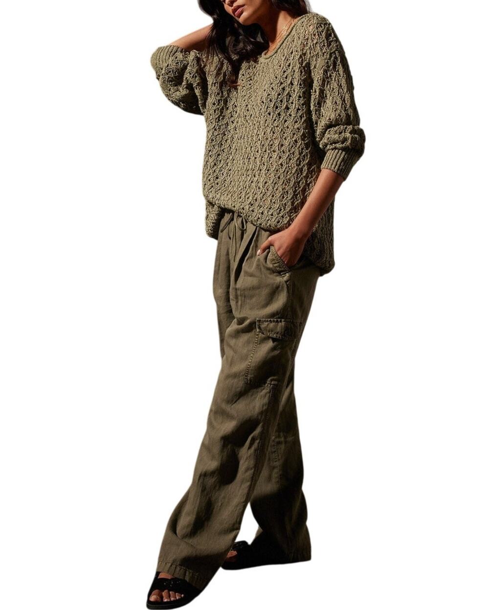 James Perse Pleated Green Cargo Pants Size 2